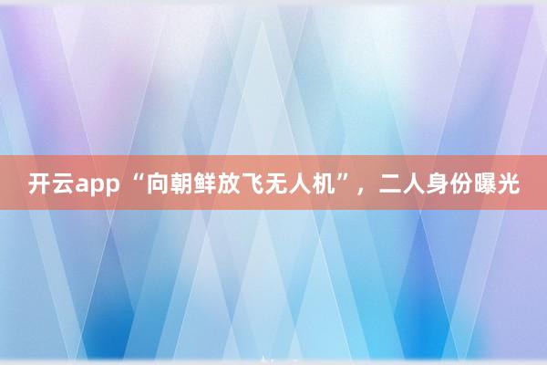 开云app “向朝鲜放飞无人机”，二人身份曝光