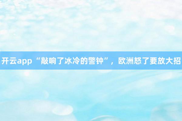 开云app “敲响了冰冷的警钟”，欧洲怒了要放大招