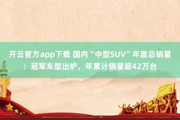 开云官方app下载 国内“中型SUV”年度总销量：冠军车型出炉，年累计销量超42万台