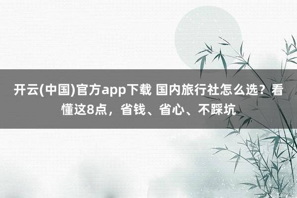 开云(中国)官方app下载 国内旅行社怎么选？看懂这8点，省钱、省心、不踩坑