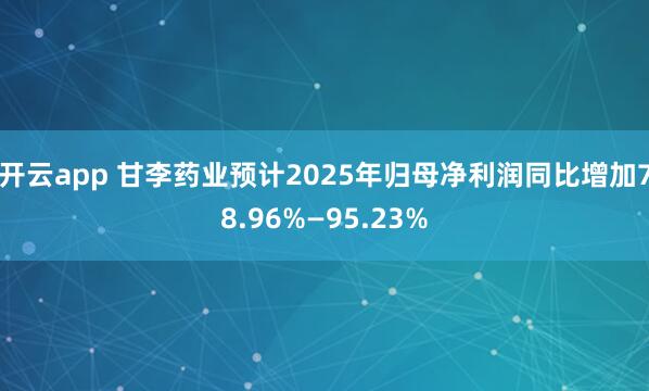 开云app 甘李药业预计2025年归母净利润同比增加78.96%—95.23%