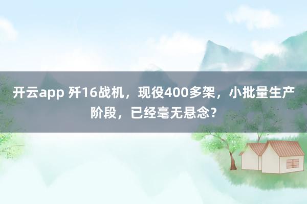开云app 歼16战机，现役400多架，小批量生产阶段，已经毫无悬念？