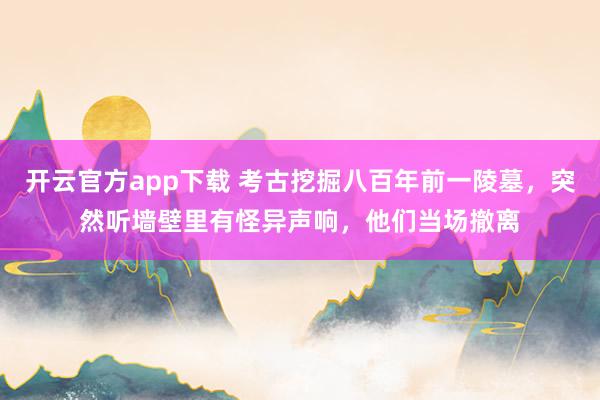 开云官方app下载 考古挖掘八百年前一陵墓，突然听墙壁里有怪异声响，他们当场撤离