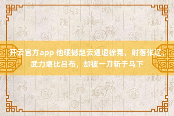 开云官方app 他硬撼赵云逼退徐晃,射落张辽,武力堪比吕布,却被一刀斩于马下