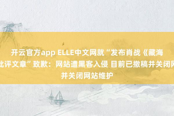 开云官方app ELLE中文网就“发布肖战《藏海传》的批评文章”致歉：网站遭黑客入侵 目前已撤稿并关闭网站维护