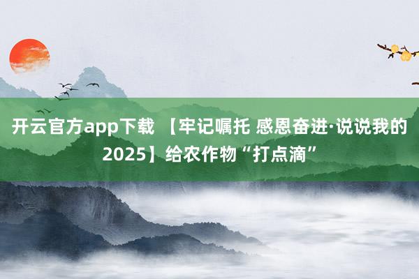 开云官方app下载 【牢记嘱托 感恩奋进·说说我的2025】给农作物“打点滴”